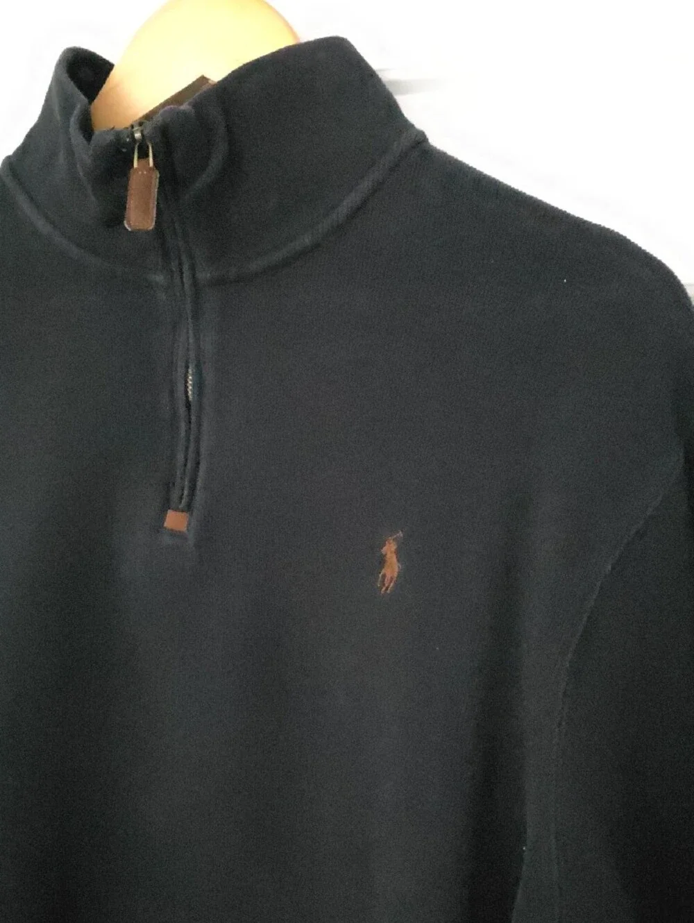 Polo by Ralph Lauren Black Half-Zip Sweater with Brown Pony